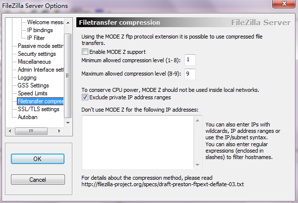 FileZilla Server文件传输压缩设置